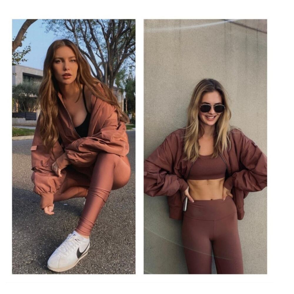 NEW ALO YOGA It Girl Bomber Jacket In Chestnut Size Small